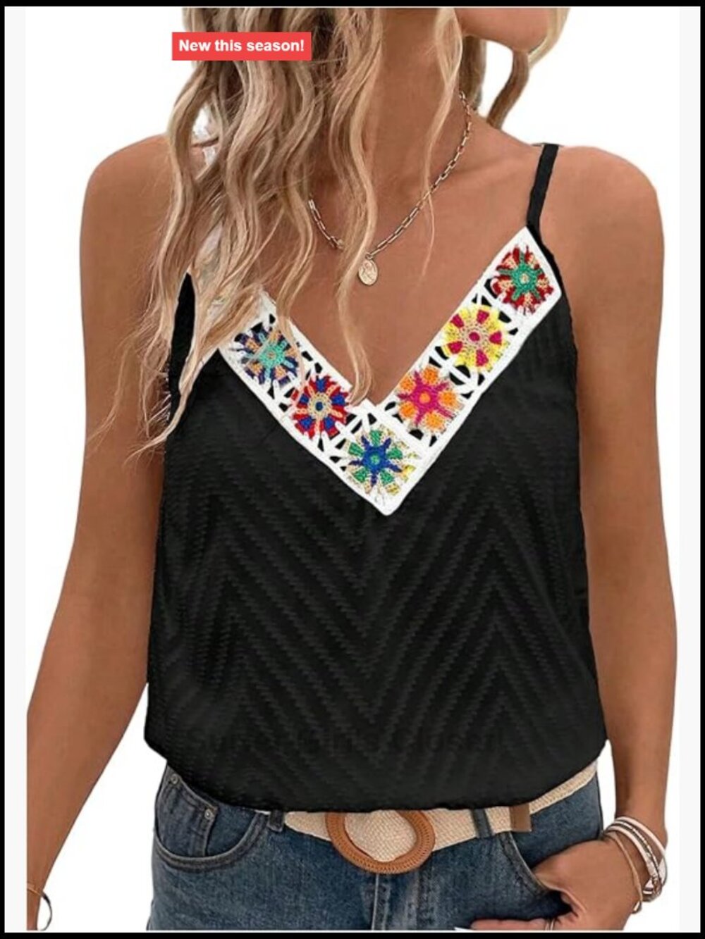 Flowy Bohemian Floral Tank Top Sleeveless V-Neck Summer Cami